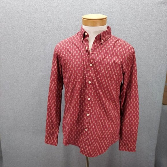 American Eagle Outfitters Classic Fit Rust Geometric Button Shirt Men’s Medium - Picture 1 of 5